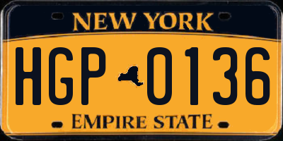 NY license plate HGP0136