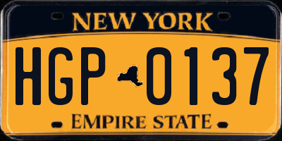 NY license plate HGP0137