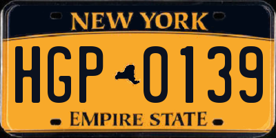 NY license plate HGP0139