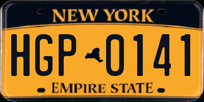 NY license plate HGP0141