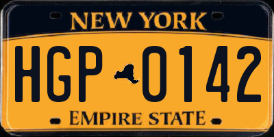 NY license plate HGP0142