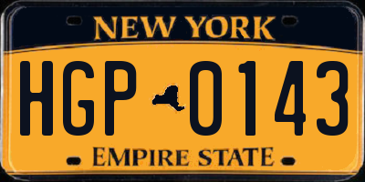 NY license plate HGP0143