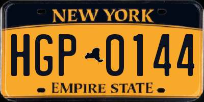 NY license plate HGP0144