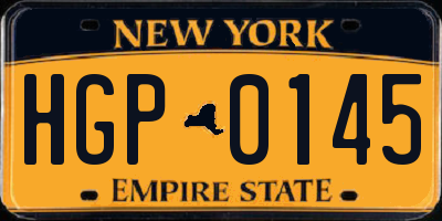 NY license plate HGP0145