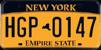 NY license plate HGP0147