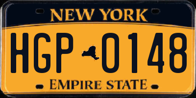 NY license plate HGP0148