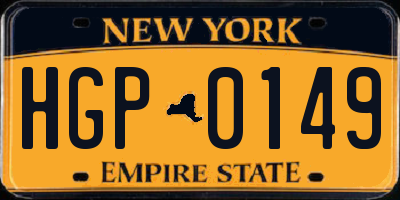 NY license plate HGP0149