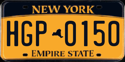 NY license plate HGP0150