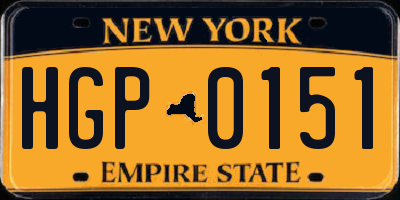 NY license plate HGP0151