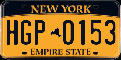 NY license plate HGP0153