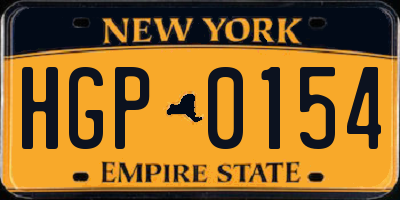 NY license plate HGP0154