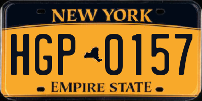 NY license plate HGP0157