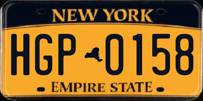 NY license plate HGP0158