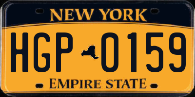 NY license plate HGP0159