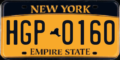 NY license plate HGP0160