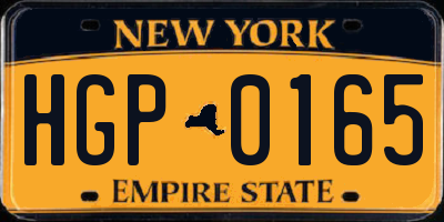 NY license plate HGP0165