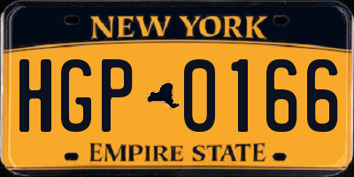 NY license plate HGP0166