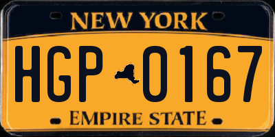 NY license plate HGP0167