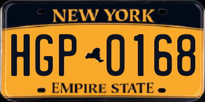 NY license plate HGP0168