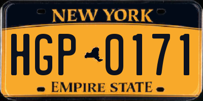 NY license plate HGP0171