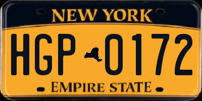 NY license plate HGP0172