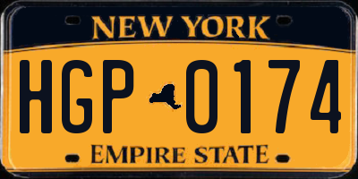 NY license plate HGP0174