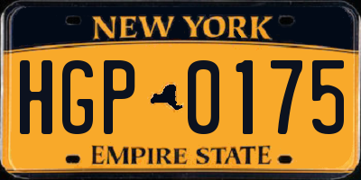 NY license plate HGP0175