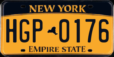 NY license plate HGP0176