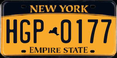 NY license plate HGP0177