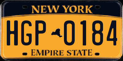 NY license plate HGP0184