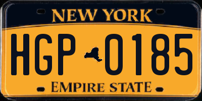 NY license plate HGP0185