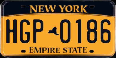 NY license plate HGP0186