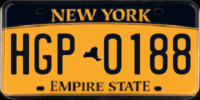 NY license plate HGP0188