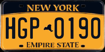 NY license plate HGP0190