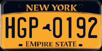 NY license plate HGP0192