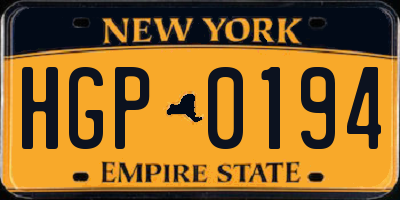 NY license plate HGP0194