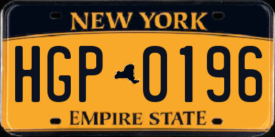 NY license plate HGP0196