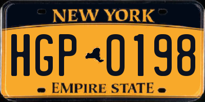 NY license plate HGP0198