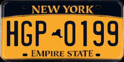 NY license plate HGP0199