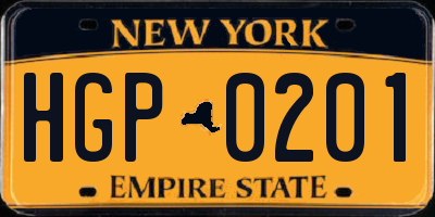 NY license plate HGP0201