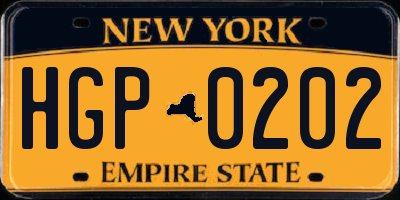 NY license plate HGP0202