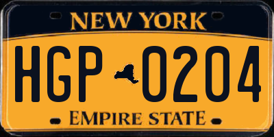 NY license plate HGP0204