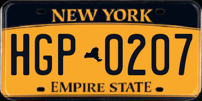 NY license plate HGP0207