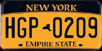 NY license plate HGP0209