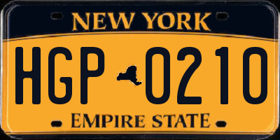 NY license plate HGP0210