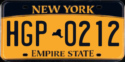 NY license plate HGP0212