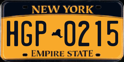 NY license plate HGP0215