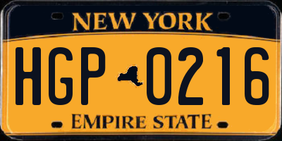 NY license plate HGP0216