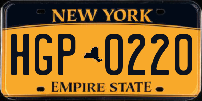 NY license plate HGP0220