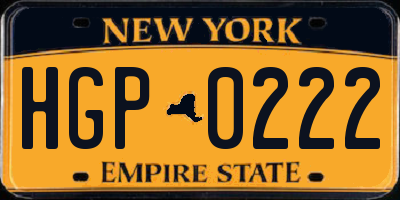 NY license plate HGP0222